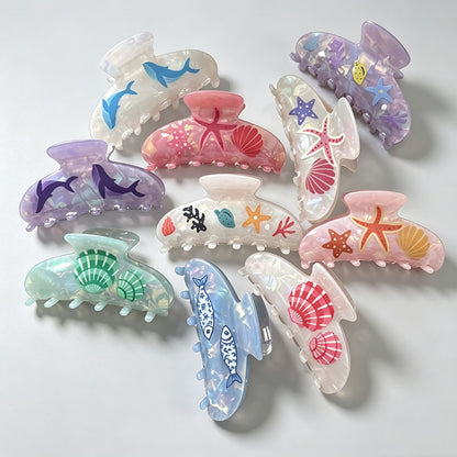 Starfish Shell Print Claw Clip