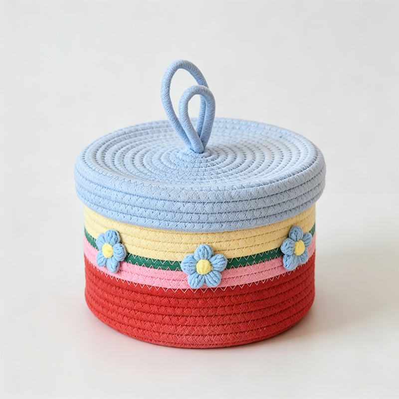 Striped Rope Storage Basket