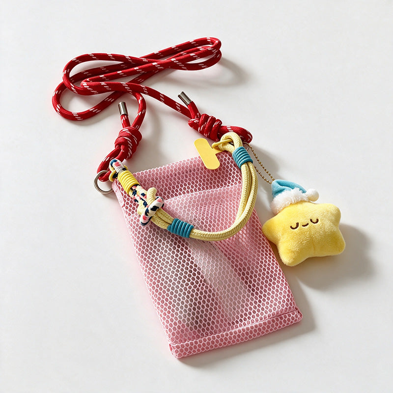 Star Charm Mesh Phone Pouch