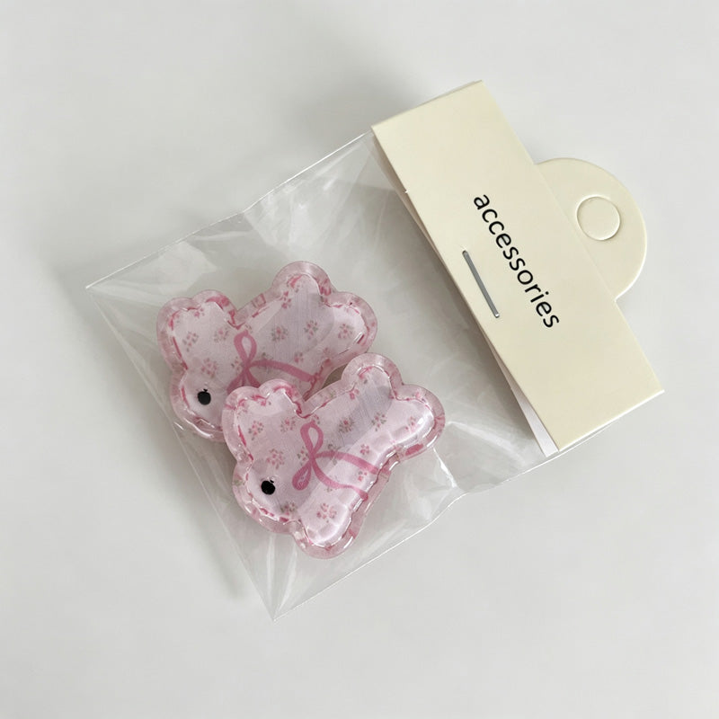 Bunny Shape Resin Hair Clips, 2 Pieces
