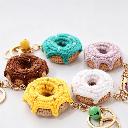 Crochet Donut Bag Charm Keychain