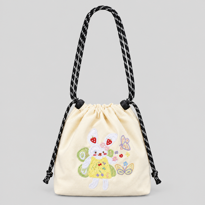 Nylon Print Drawstring Crossbody Bag