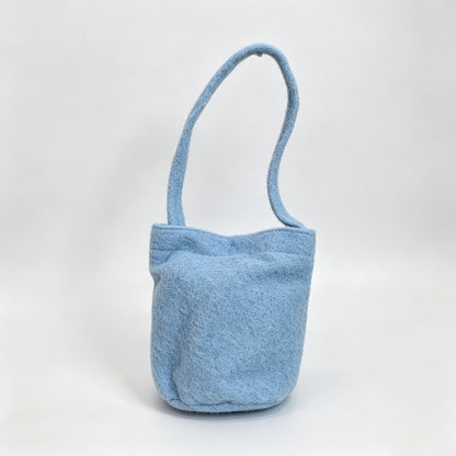 Fuzzy Solid Color Bucket Handle Bag