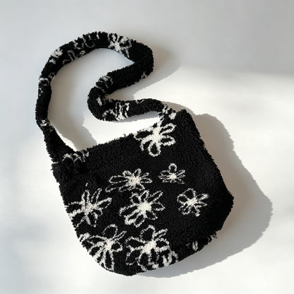 Pattern Fleece Crossbody Bag