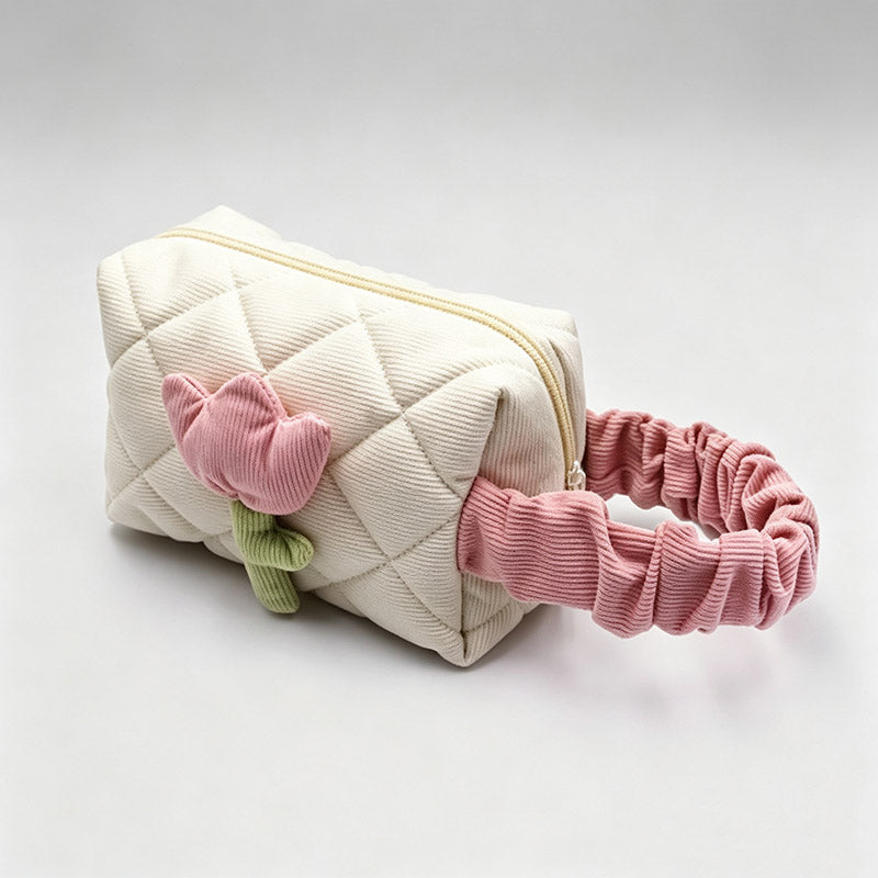 Corduroy Quilted Cosmetic Bag