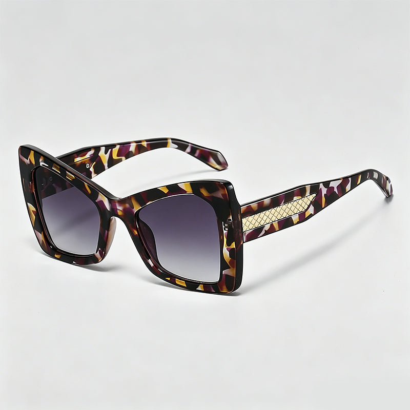 Gold Mesh Decor Cat Eye Oversized Sunglasses