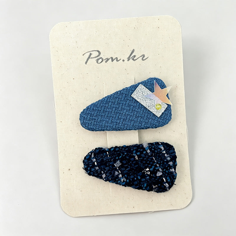 Grid Bow Hair Clips