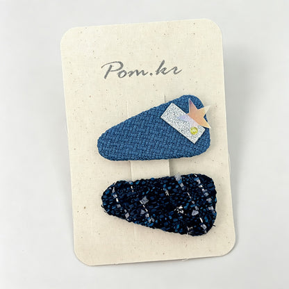 Grid Bow Hair Clips