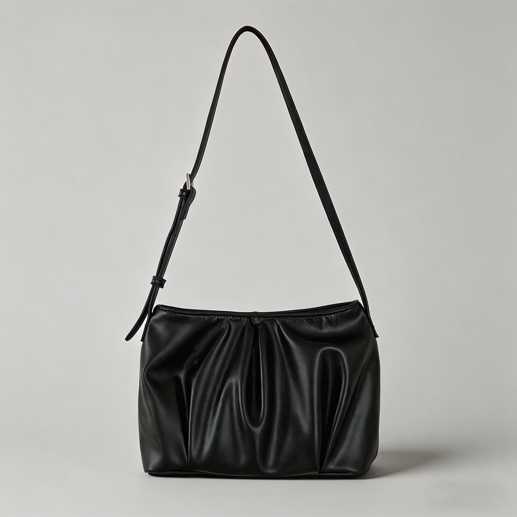 Ruched Faux Leather Shoulder B - Shopdayla Wholesale - #7938