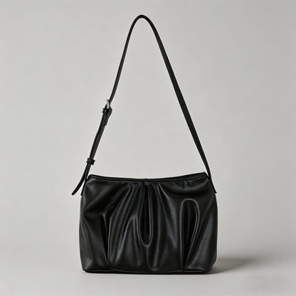 Ruched Faux Leather Shoulder B - Shopdayla Wholesale - #7938