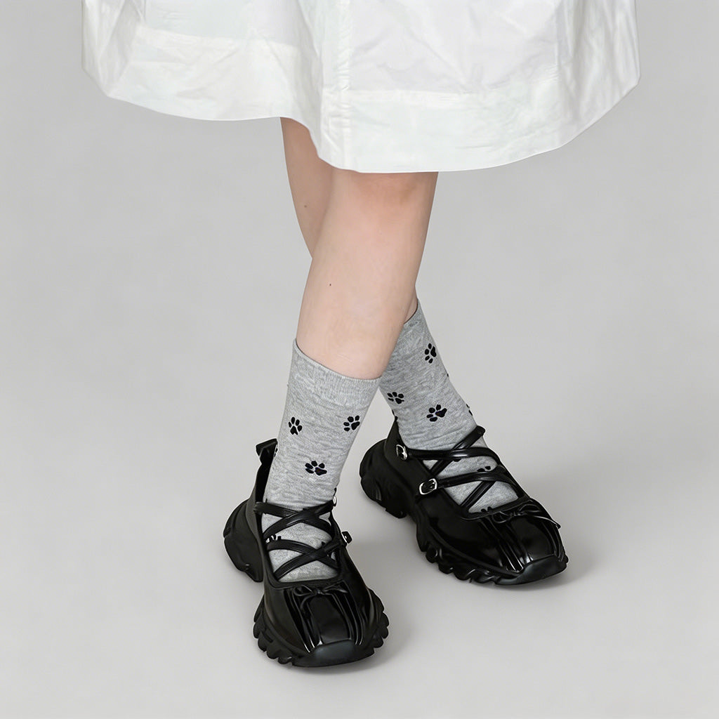 Cute Paw Print Crew Socks - Shopdayla Wholesale - #5650
