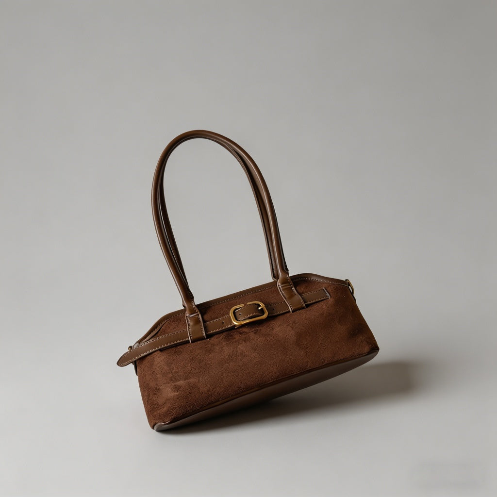 Color Block Suede Shoulder Bag - Shopdayla Wholesale - #9154