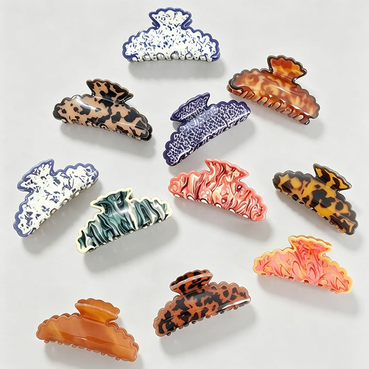 Marble Leaf Claw Clip