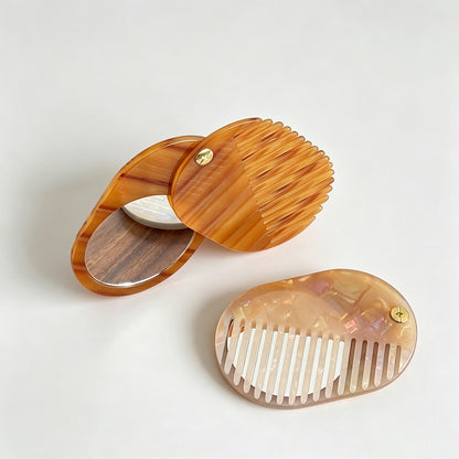 Acetate Folding Hair Comb Mirror