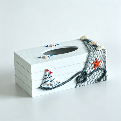 Ocean Themed Wooden Tissue Box