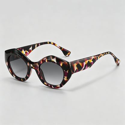 Irregular Polygon Tortoiseshell Frame Trendy Cat Eye Sunglasses