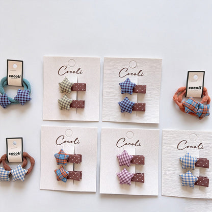Plaid Star Fabric Hair Clips