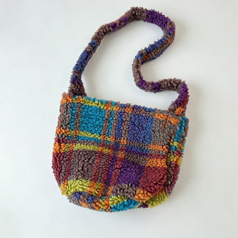 Pattern Fleece Crossbody Bag