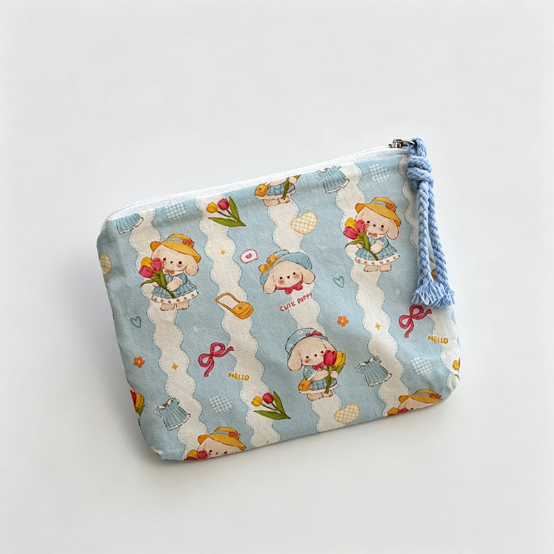 Bunny Dog Printed Fabric Pouch