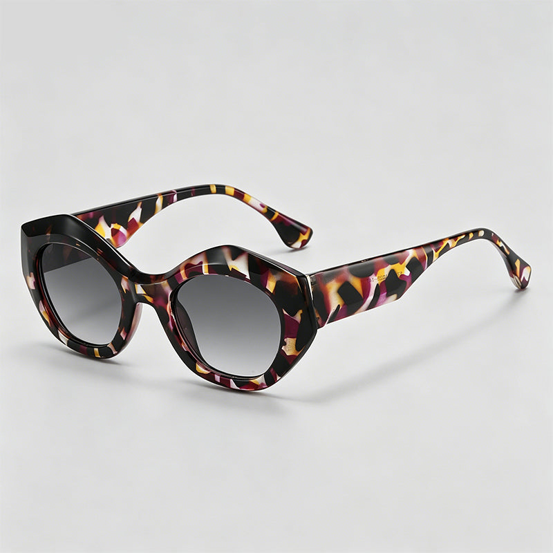 Irregular Polygon Tortoiseshell Frame Trendy Cat Eye Sunglasses