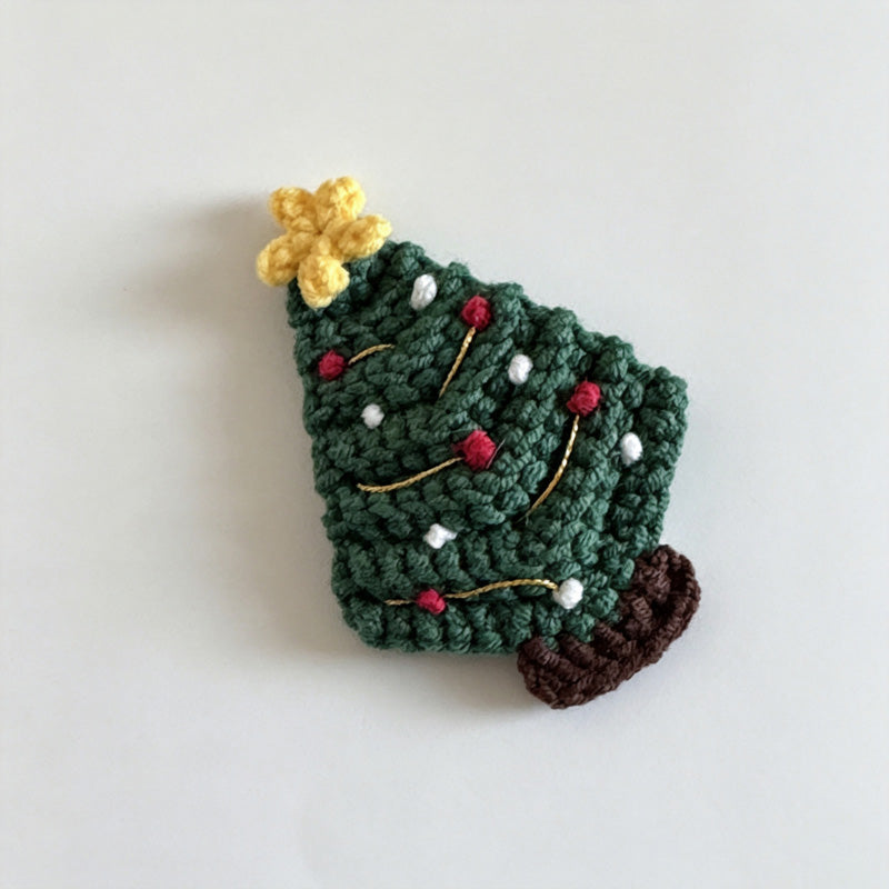Crochet Christmas Tree Hair Clip