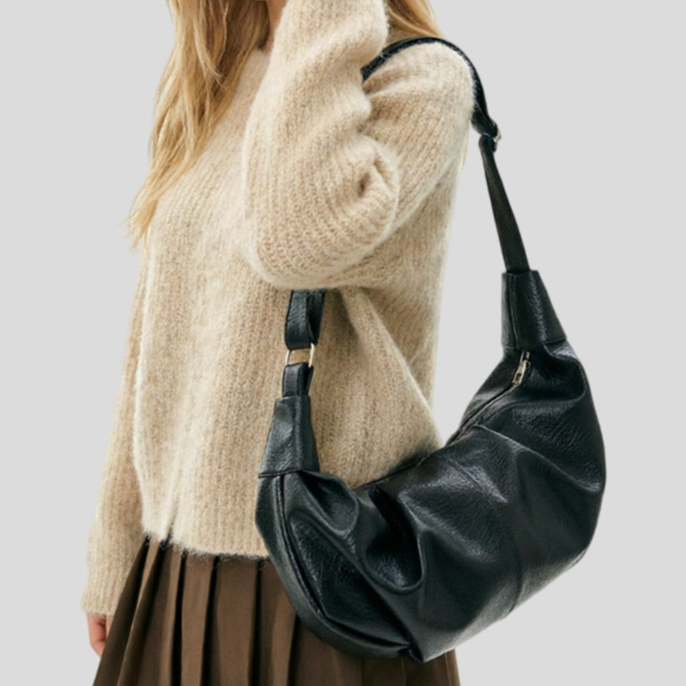 Soft Leather Crescent Hobo Bag - Shopdayla Wholesale - #8354
