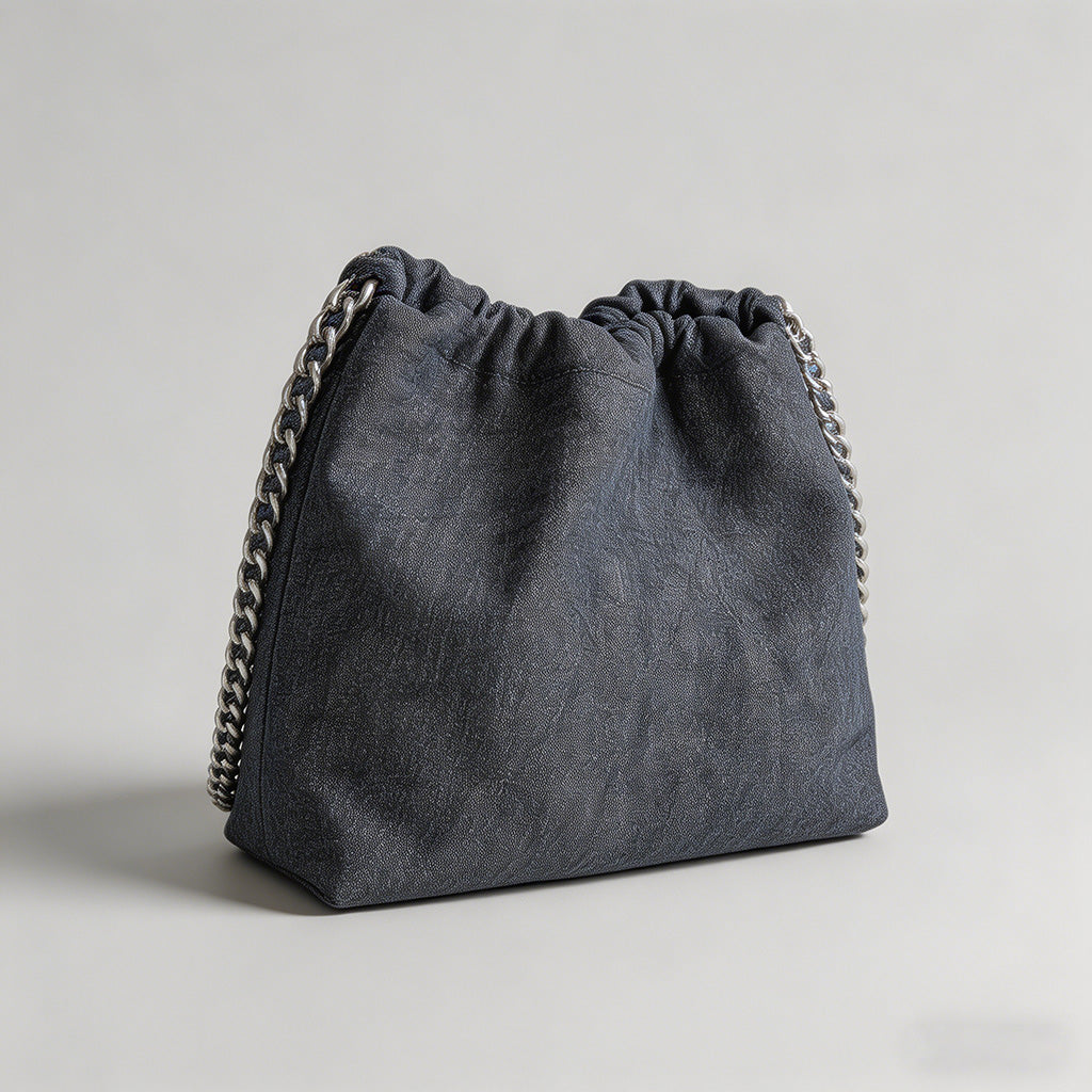 Washed Denim Drawstring Tote B - Shopdayla Wholesale - #2434