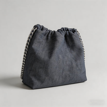 Washed Denim Drawstring Tote B - Shopdayla Wholesale - #2434