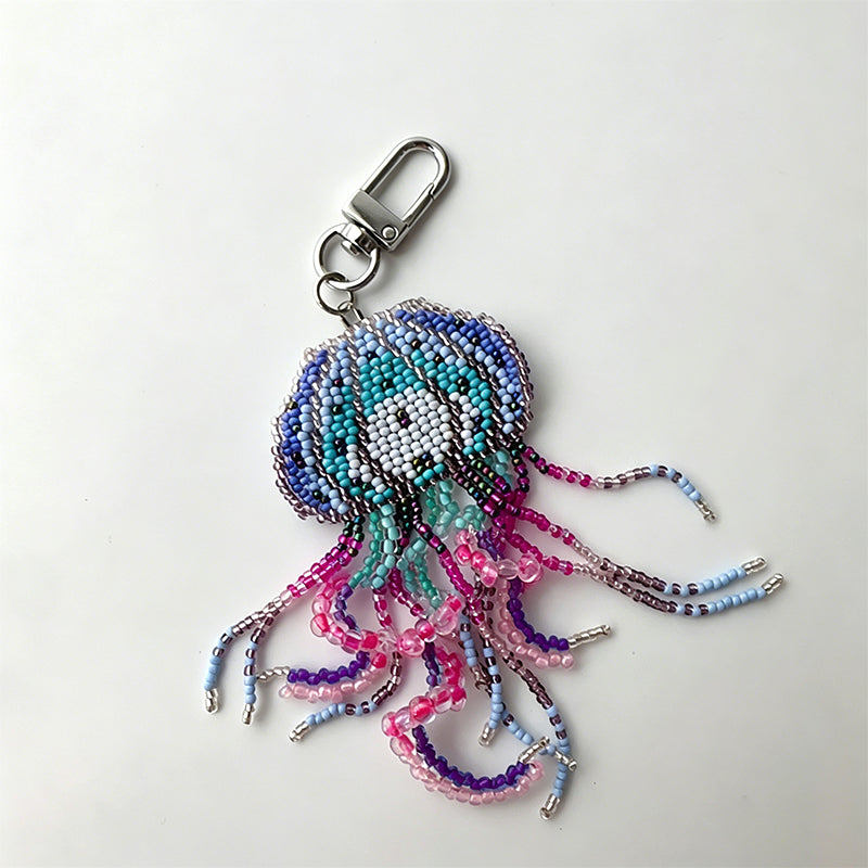 Handmade Beaded Jellyfish Keychain