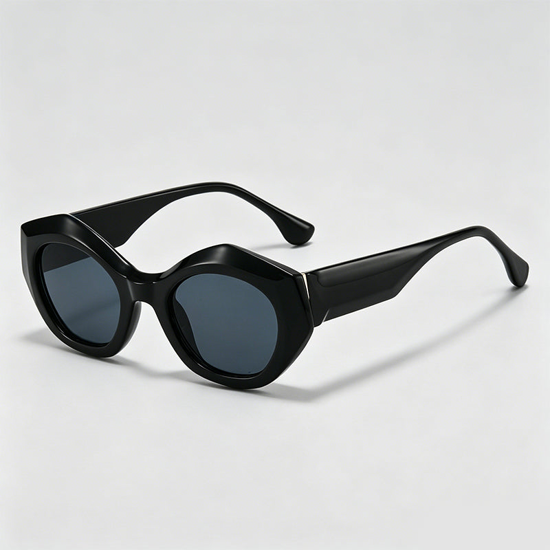 Irregular Polygon Tortoiseshell Frame Trendy Cat Eye Sunglasses