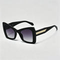Gold Mesh Decor Cat Eye Oversized Sunglasses