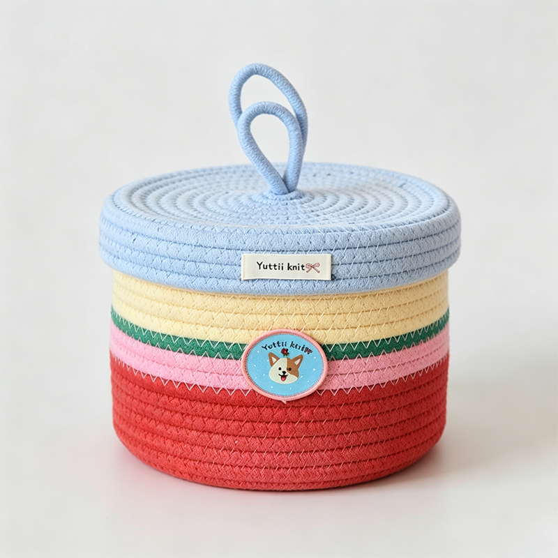 Striped Rope Storage Basket