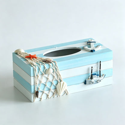 Ocean Themed Wooden Tissue Box