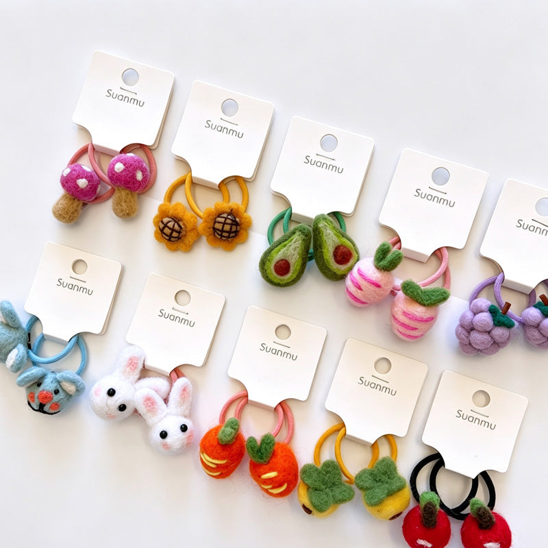 Felt Fruit Shape Hair Tie Set