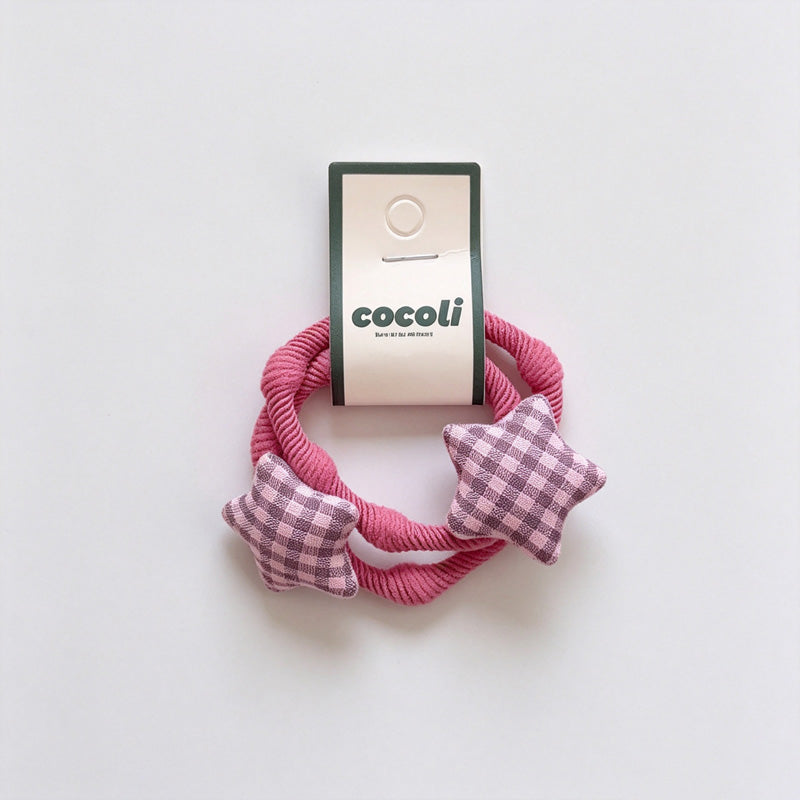 Plaid Star Fabric Hair Ties
