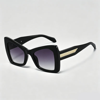 Gold Mesh Decor Cat Eye Oversized Sunglasses
