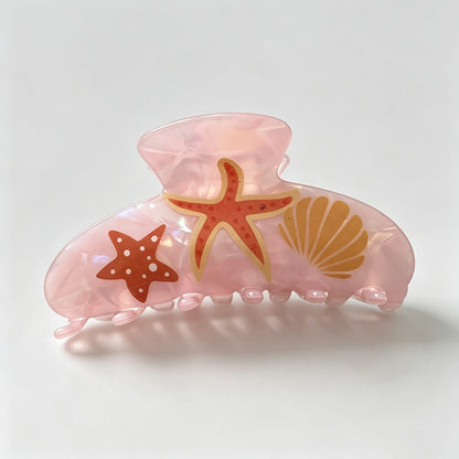 Starfish Shell Print Claw Clip