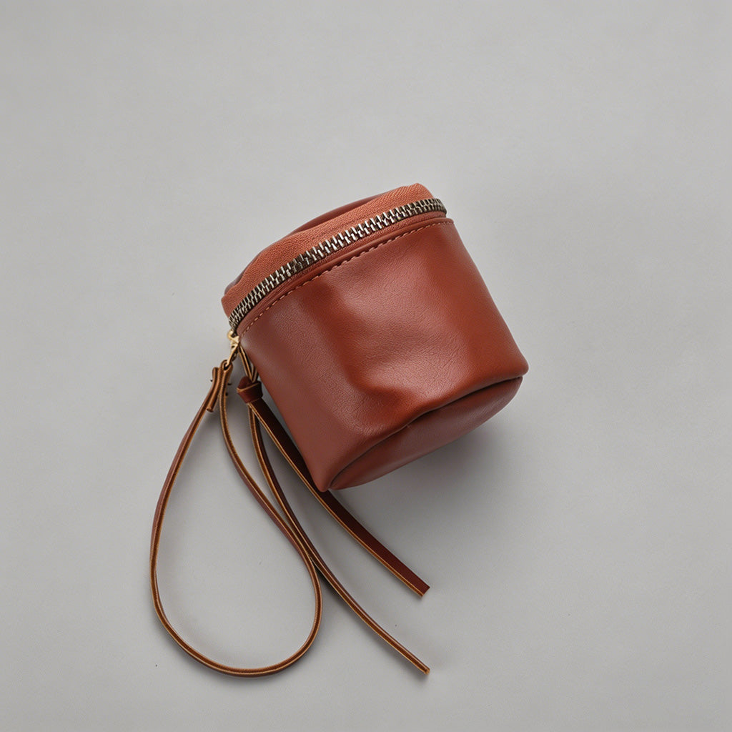 Mini Leather Cylinder Pouch - Shopdayla Wholesale - #5538