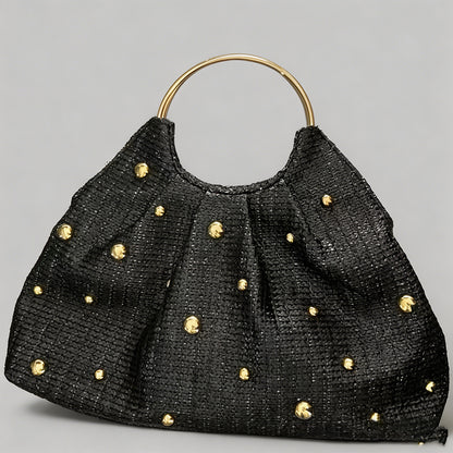 Vintage Studded Straw Hobo Bag - Shopdayla Wholesale - #7522
