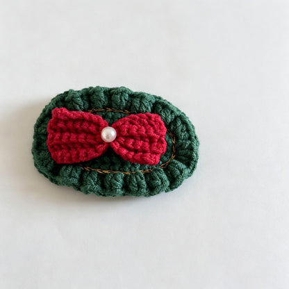 Crochet Christmas Tree Oval Hair Clip