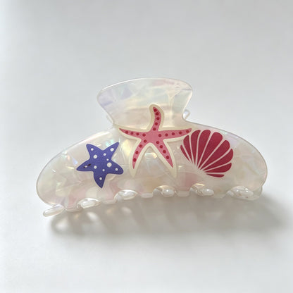 Starfish Shell Print Claw Clip