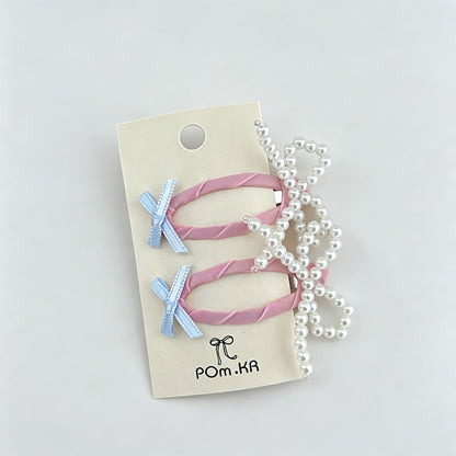 Faux Pearl Bow Decor Hair Clips