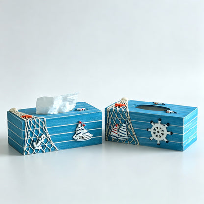 Ocean Themed Wooden Tissue Box