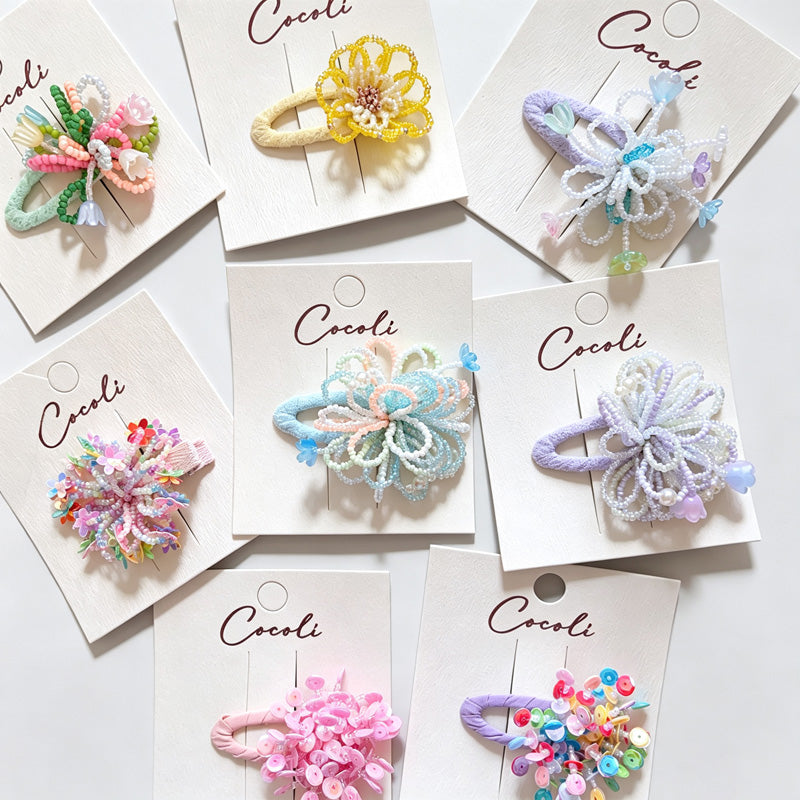 Beaded Flower BB Hair Clip