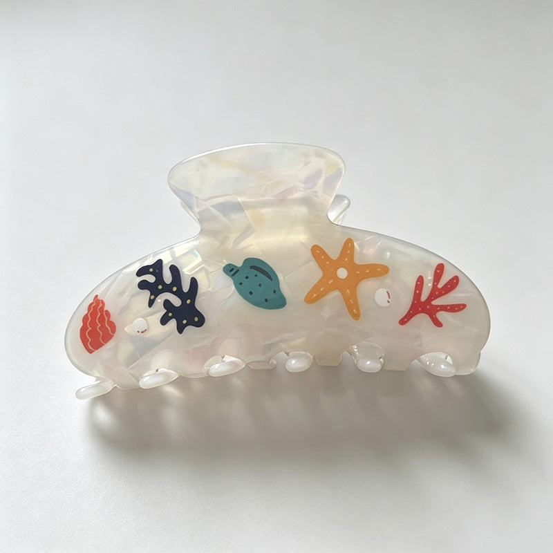 Starfish Shell Print Claw Clip