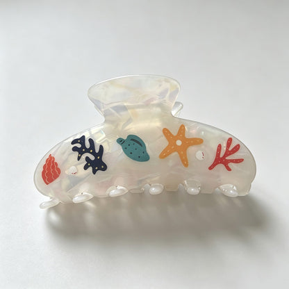 Starfish Shell Print Claw Clip