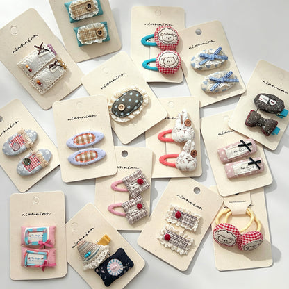 Lace Bead Fabric Hair Clip Set