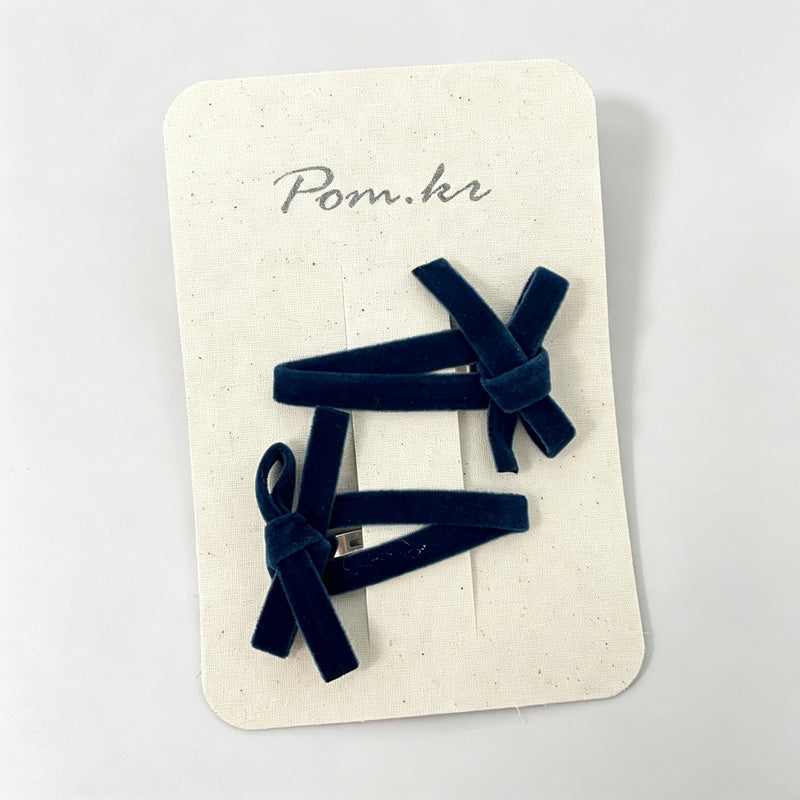 Navy Bow Hair Clips