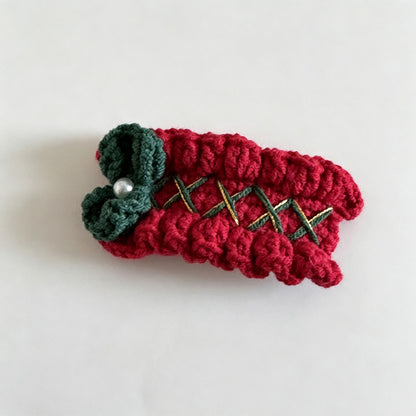 Crochet Christmas Tree Oval Hair Clip