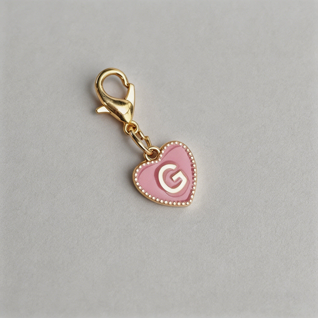 Heart Initial Keychain Charm - Shopdayla Wholesale - #7042